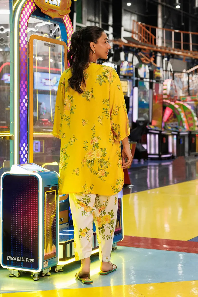 SS26BSP110P2T | Spring Summer '26 - Stitched Printed Linen Shirt + Shalwar | SANA SAFINAZ