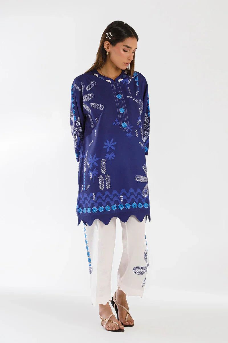 SS26BSP112P2T | Spring Summer '26 - Stitched Printed Viscose Shirt + Culotte | SANA SAFINAZ