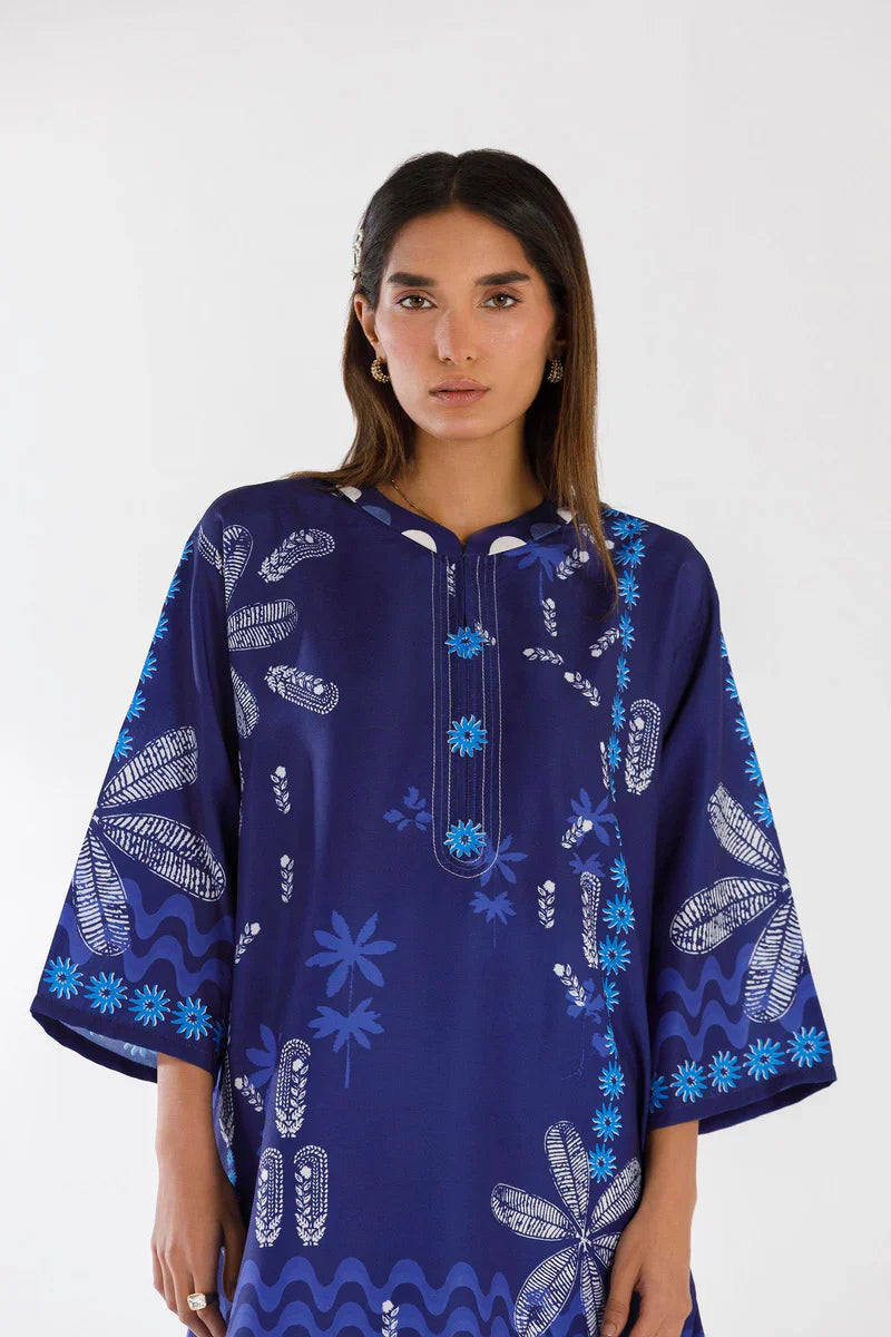 SS26BSP112P2T | Spring Summer '26 - Stitched Printed Viscose Shirt + Culotte | SANA SAFINAZ