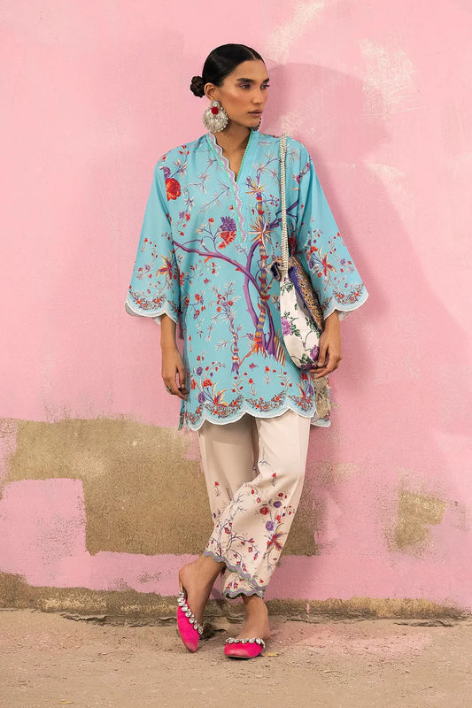 SS26BSP121P2T | Spring Summer '26 - Stitched Printed Viscose Shirt + Bottom | SANA SAFINAZ