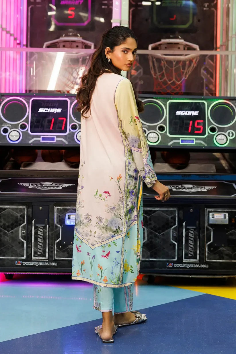 SS26BSP143P2T | Spring Summer '26 - Stitched Printed Linen Shirt + Culotte | SANA SAFINAZ