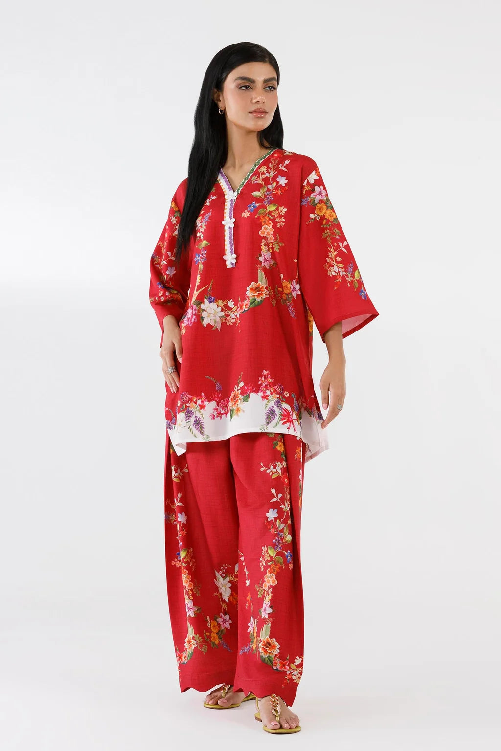 Stitched Printed Viscose Shirt & Shalwar | Sana Safinaz