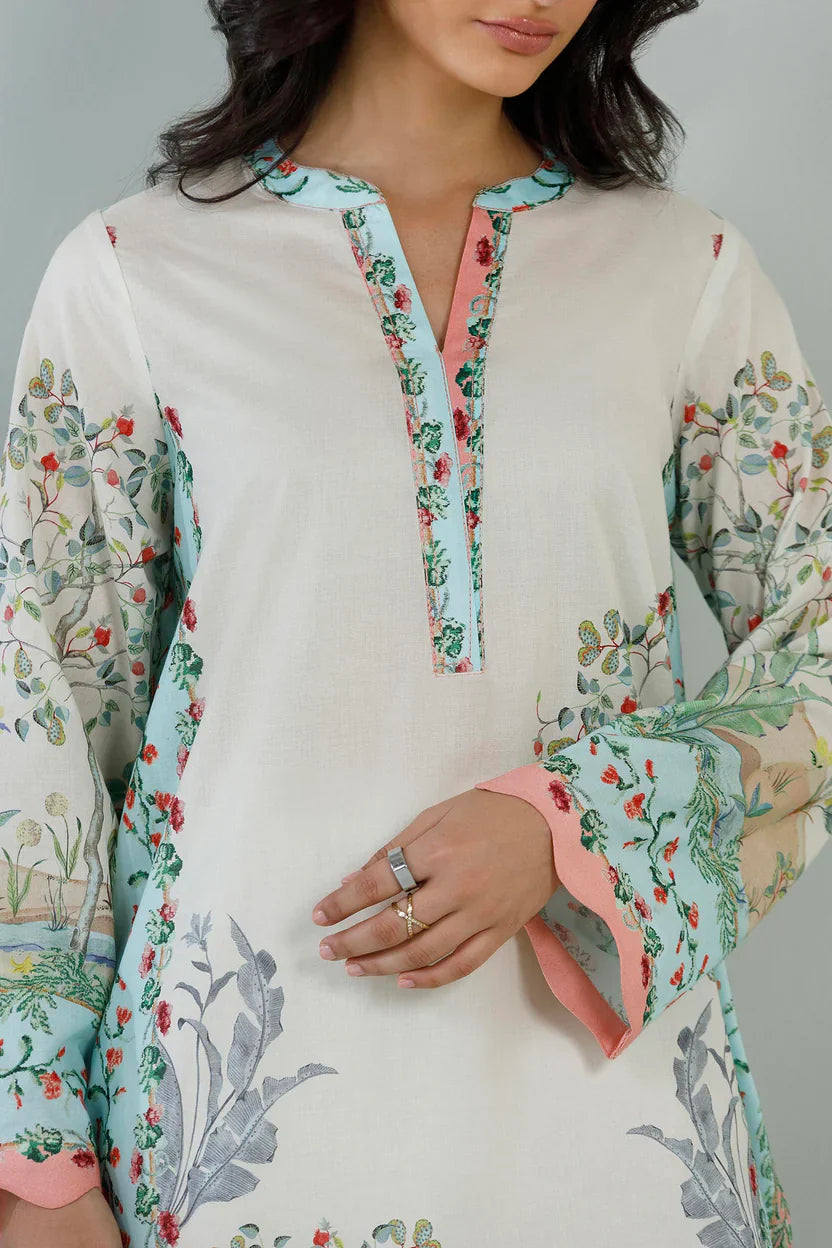 Sana Safinaz Eid Edit '26 - Stitched Printed Lawn Shirt+ Dupatta | Ss26bsp185p2d