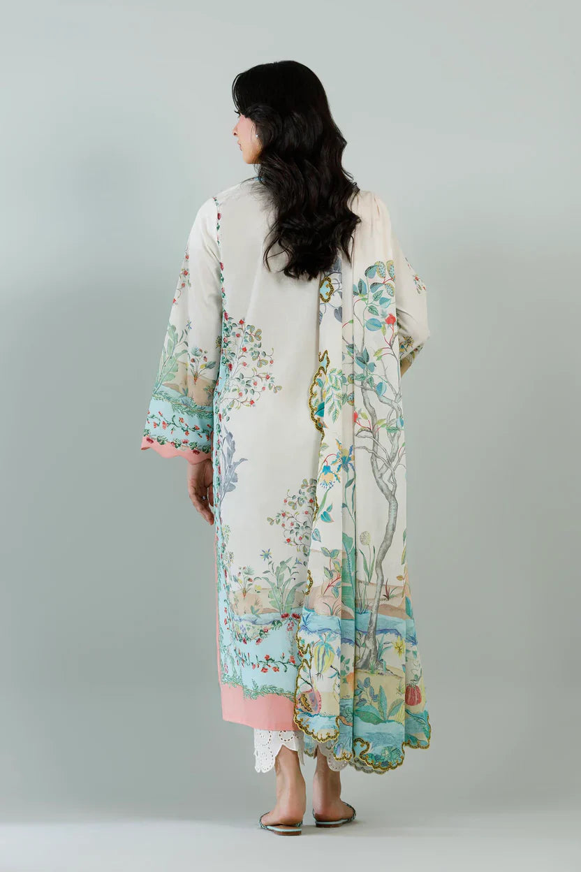 Sana Safinaz Eid Edit '26 - Stitched Printed Lawn Shirt+ Dupatta | Ss26bsp185p2d