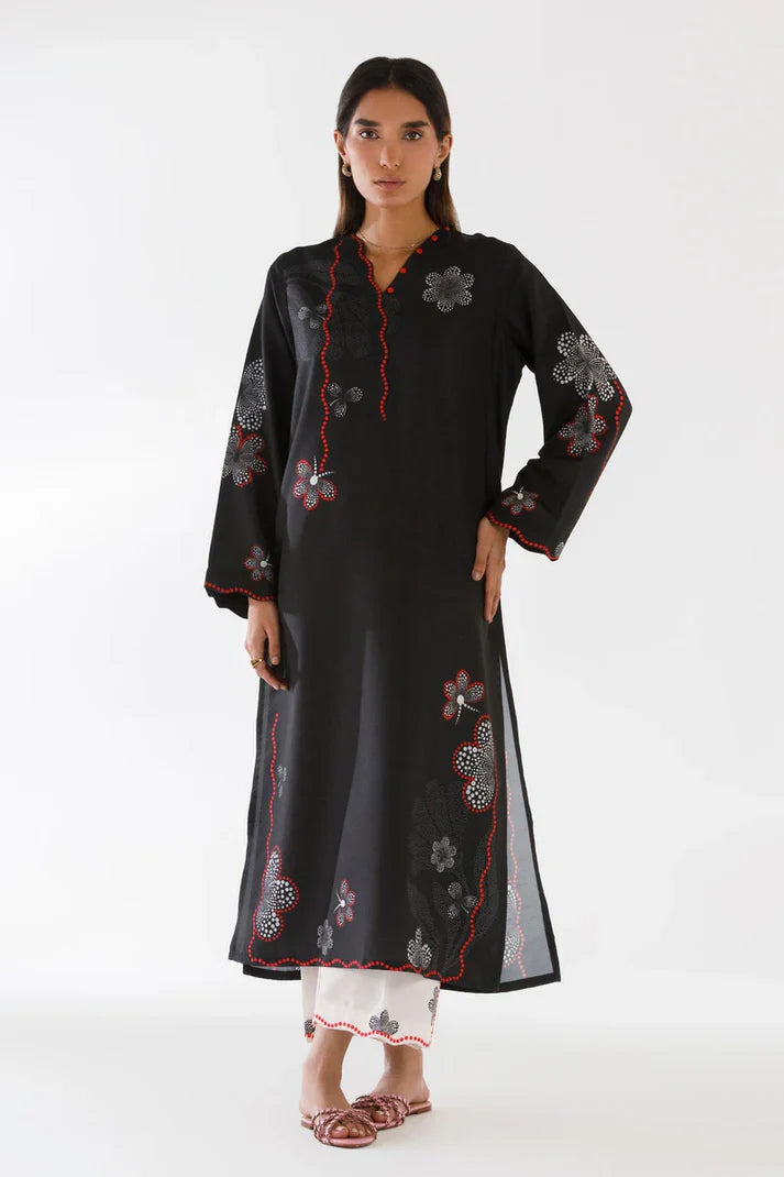 SS26BSP190P2T | Spring Summer '26 - Stitched Printed Viscose Shirt + Culotte | SANA SAFINAZ