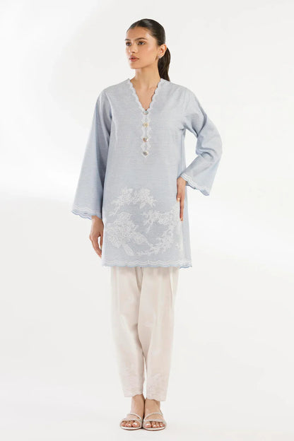 Sana Safinaz Eid Edit '26 - Stitched Embroidered Chambray Shirt+ Shalwar | Ss26sge403p2t