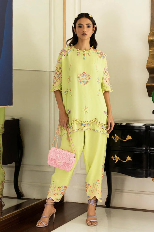 Sana Safinaz Eid Edit '26 - Stitched Embroidered Raw Silk Shirt+ Shalwar | Ss26sm048p2t