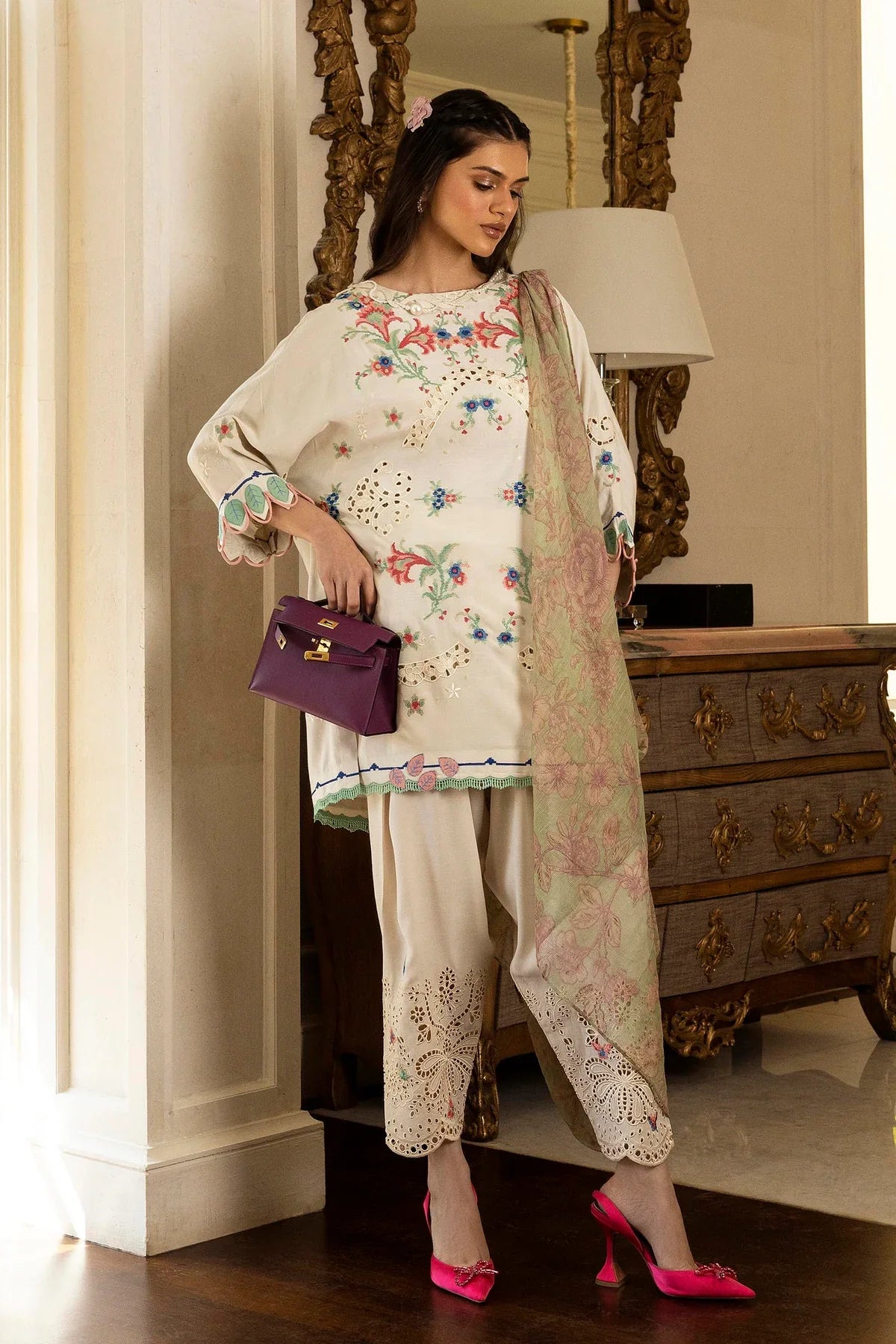 Sana Safinaz Eid Edit '26 - Stitched Embroidered Raw Silk Shirt+ Shalwar | Ss26sm050p2t