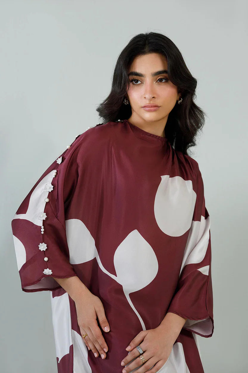 Sana Safinaz Eid Edit '26 - Stitched Printed Satin Shirt+ Culotte | Ss26stp733p2t