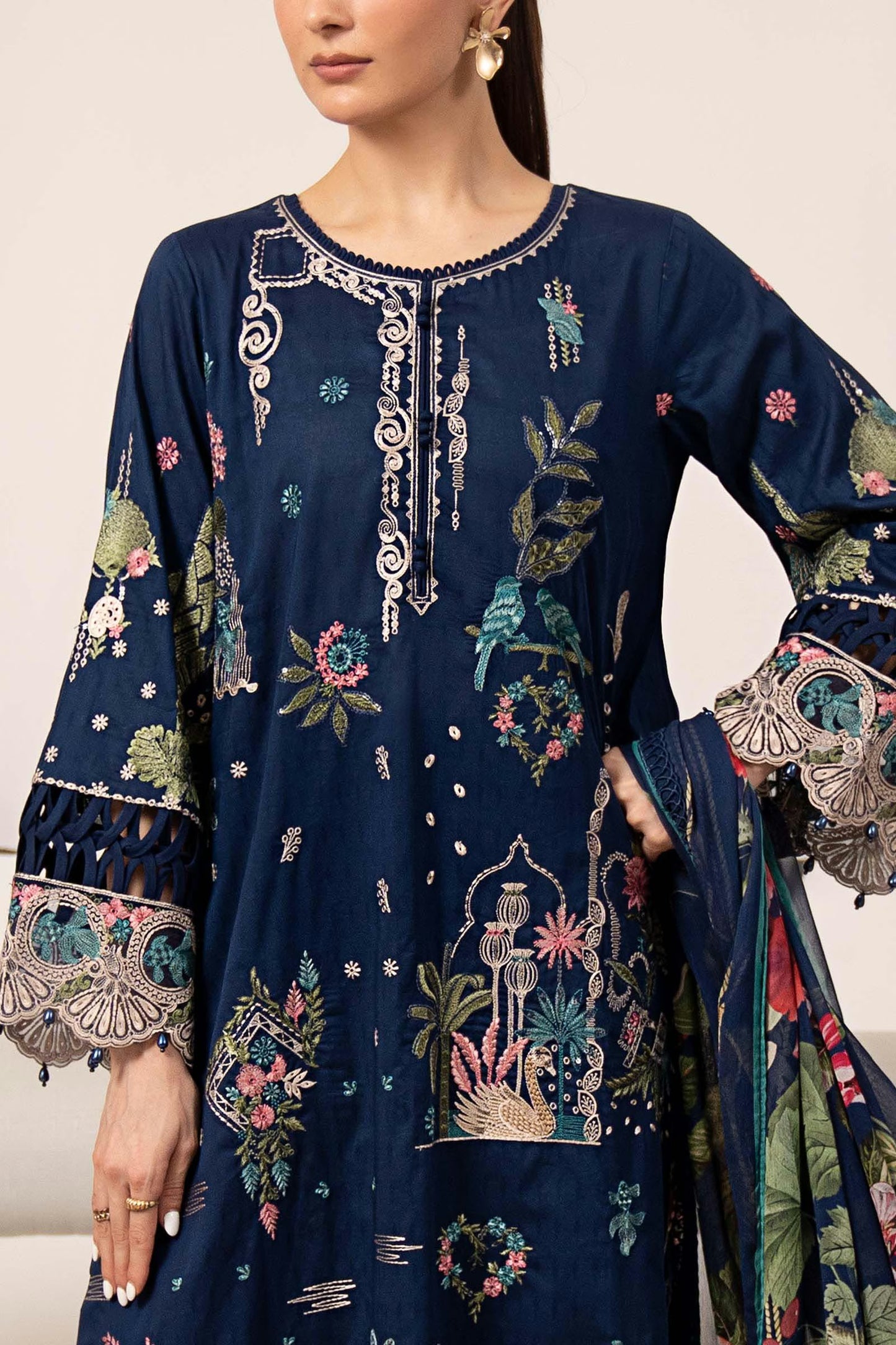 Maria.B Desi Summer Pie '26 - 3 Piece Embroidered Dobby Lawn Suit | Dwa2611-esm-blu