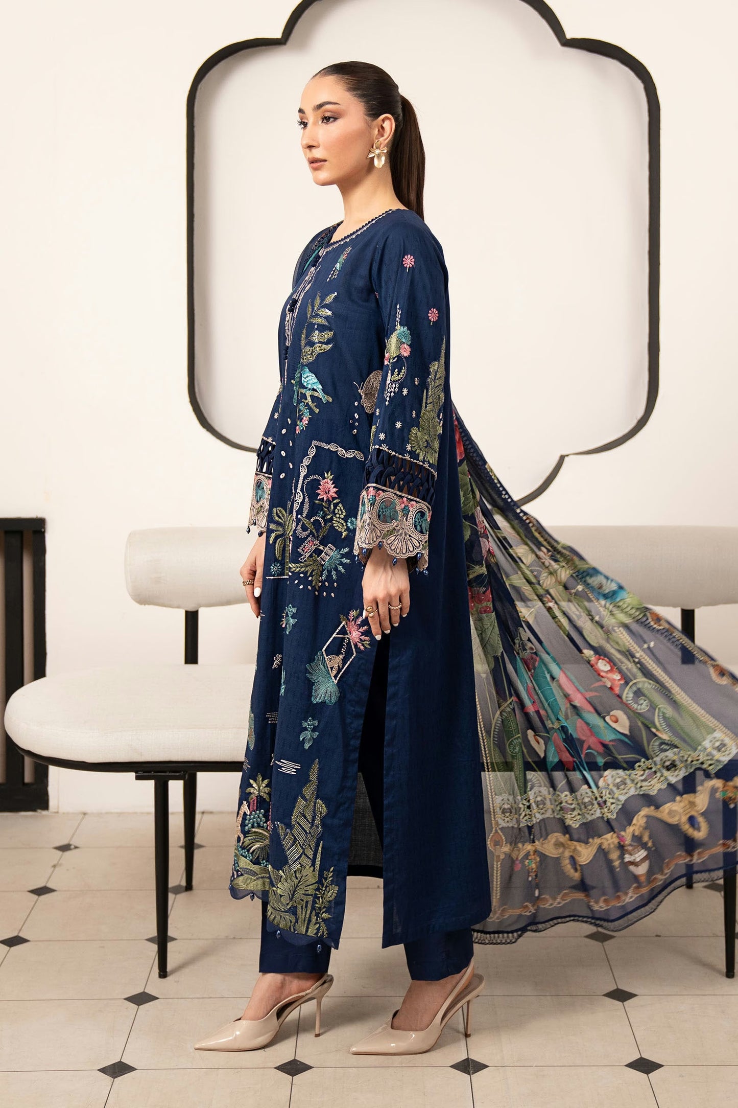 Maria.B Desi Summer Pie '26 - 3 Piece Embroidered Dobby Lawn Suit | Dwa2611-esm-blu