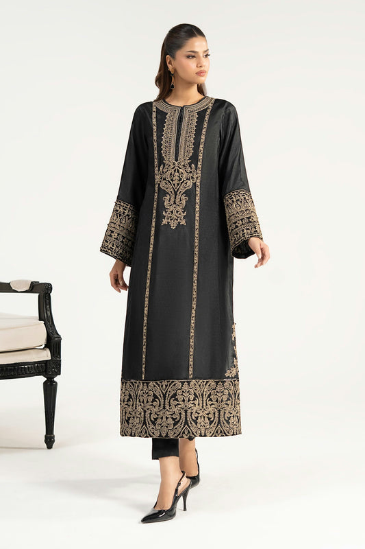 Maria.B Desi Summer Pie '26 - 2 Piece Embroidered Raw Silk Suit | Dwe2639-esm-blk