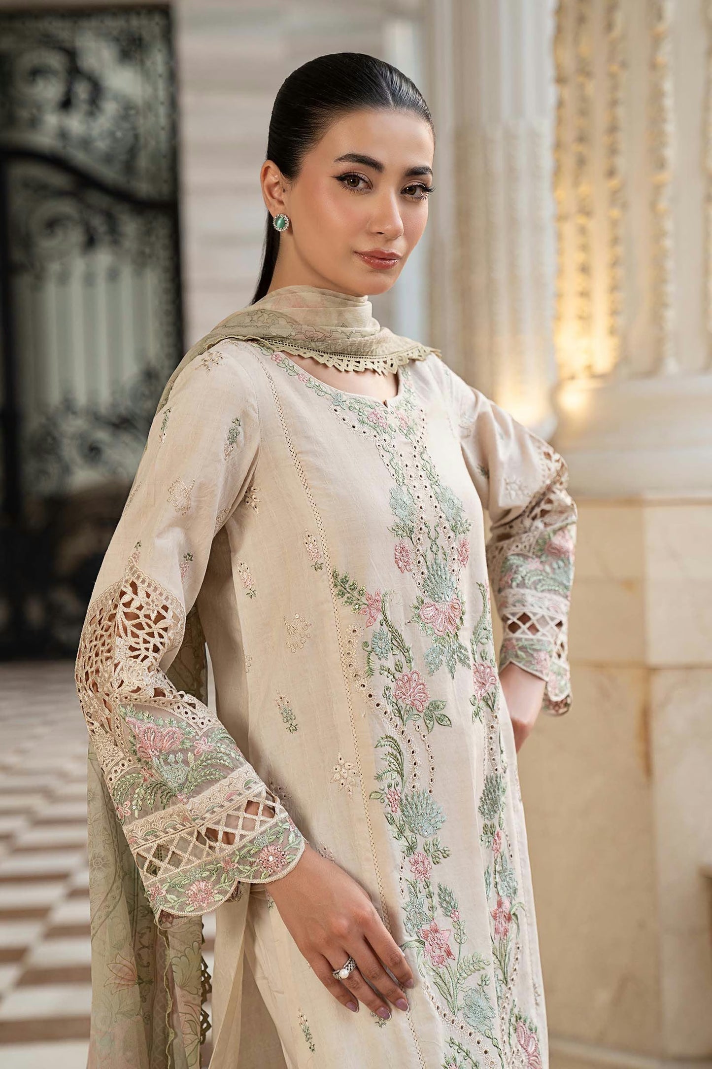 Maria.B Desi Summer Pie '26 - 3 Piece Embroidered Self Jacquard Lawn Suit | Dwe47r1-esm-ofw