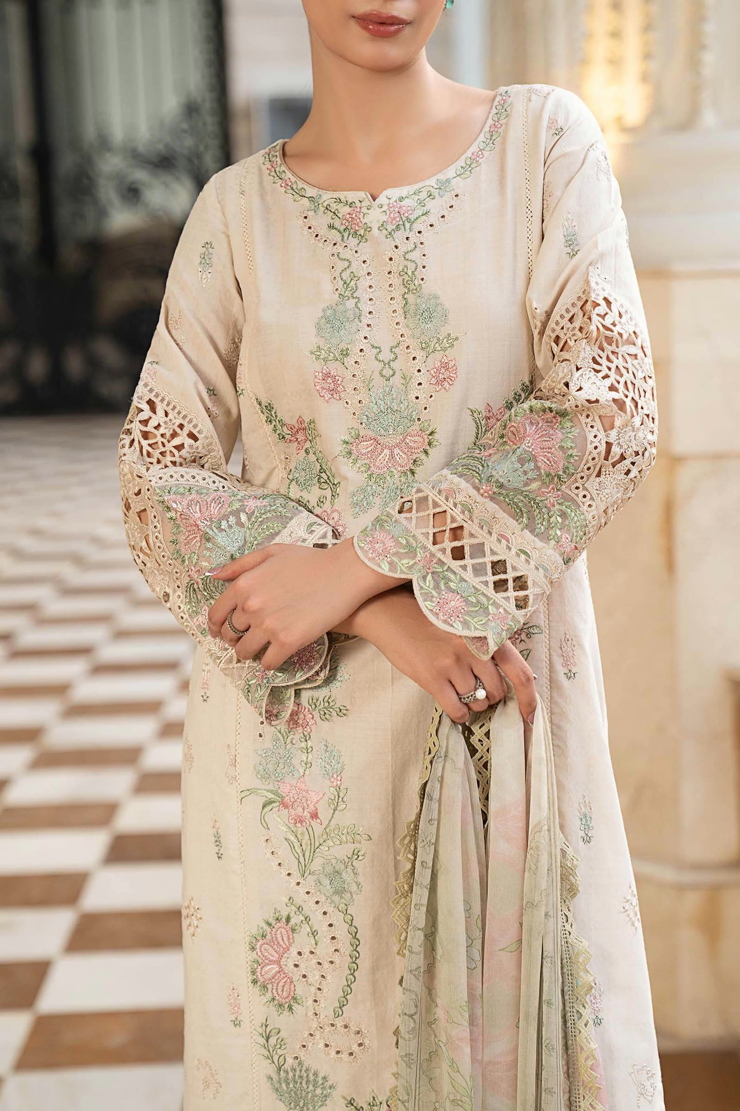 Maria.B Desi Summer Pie '26 - 3 Piece Embroidered Self Jacquard Lawn Suit | Dwe47r1-esm-ofw