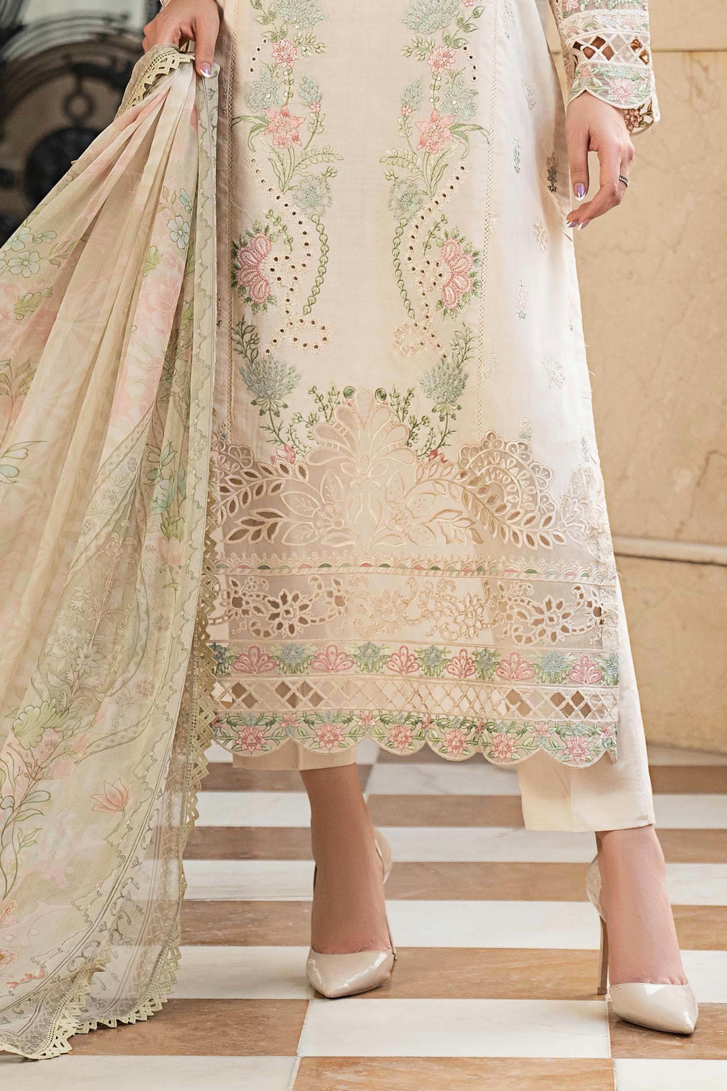 Maria.B Desi Summer Pie '26 - 3 Piece Embroidered Self Jacquard Lawn Suit | Dwe47r1-esm-ofw