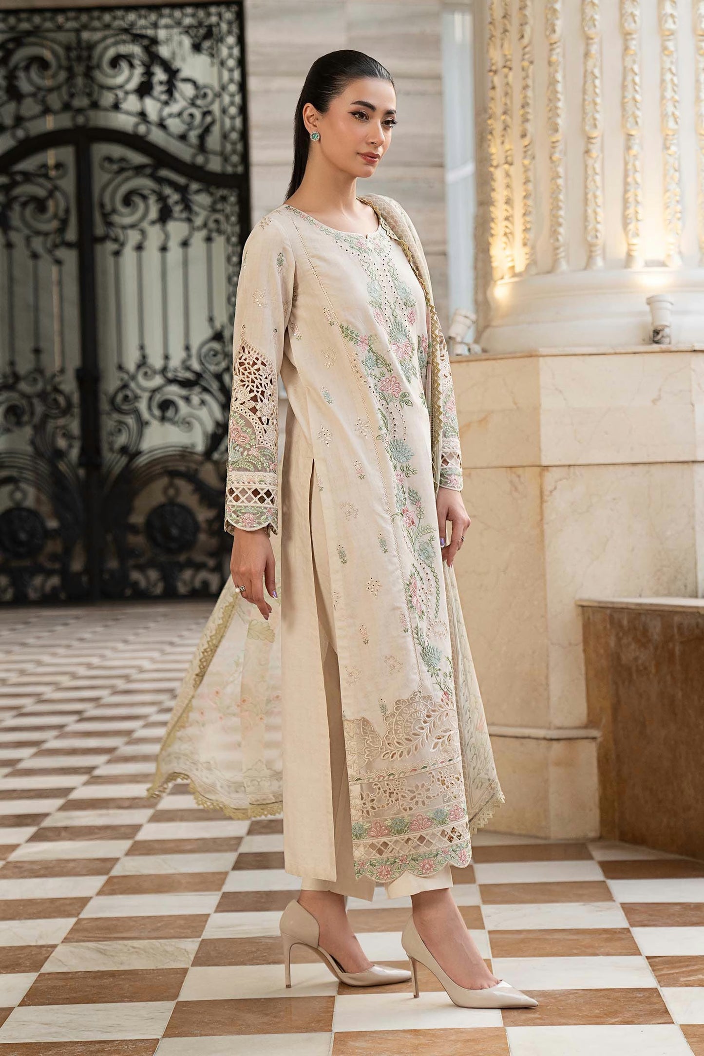 Maria.B Desi Summer Pie '26 - 3 Piece Embroidered Self Jacquard Lawn Suit | Dwe47r1-esm-ofw