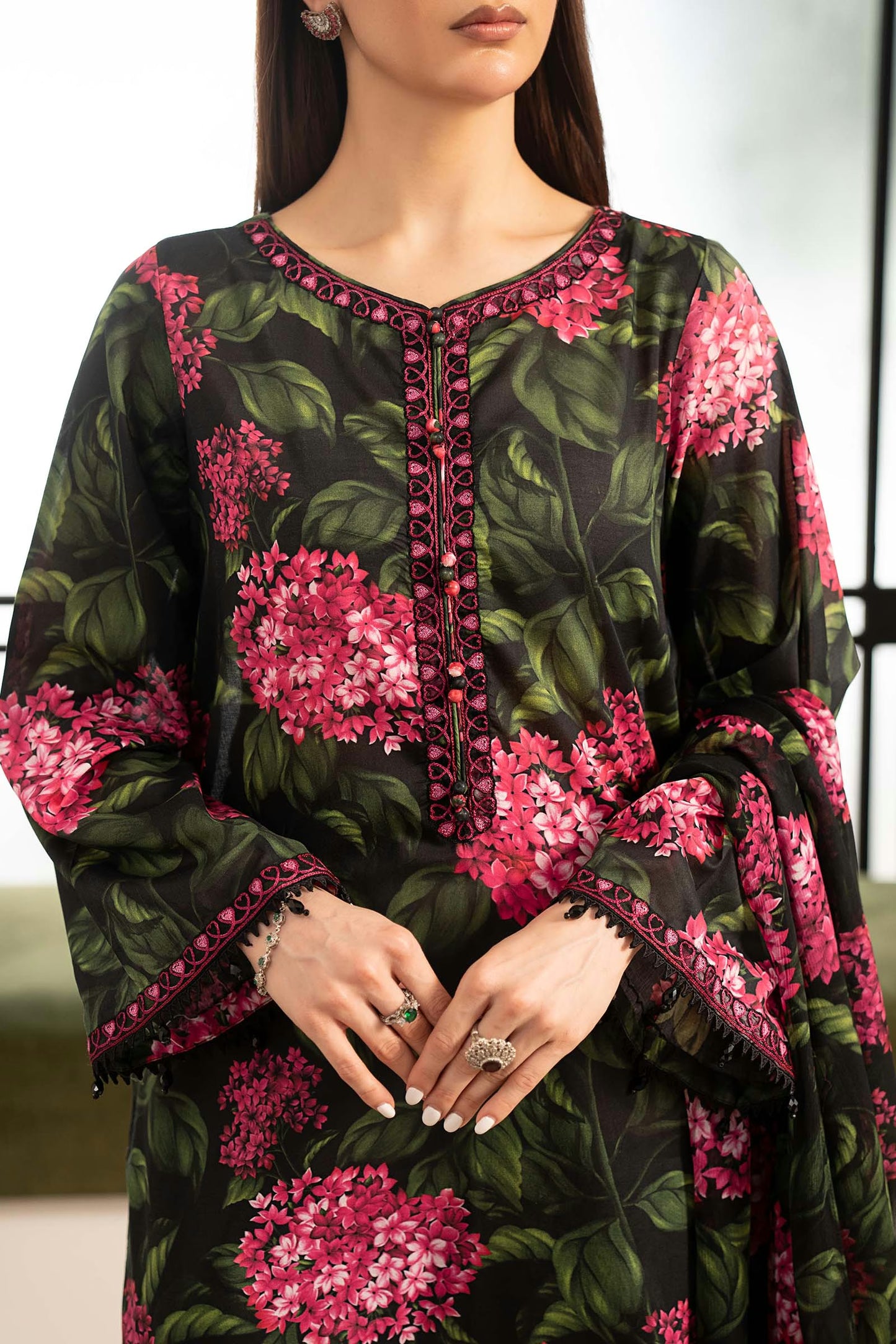 Maria.B Desi Summer Pie '26 - 3 Piece Embroidered Lawn Suit | Dwp2615-esm-blk