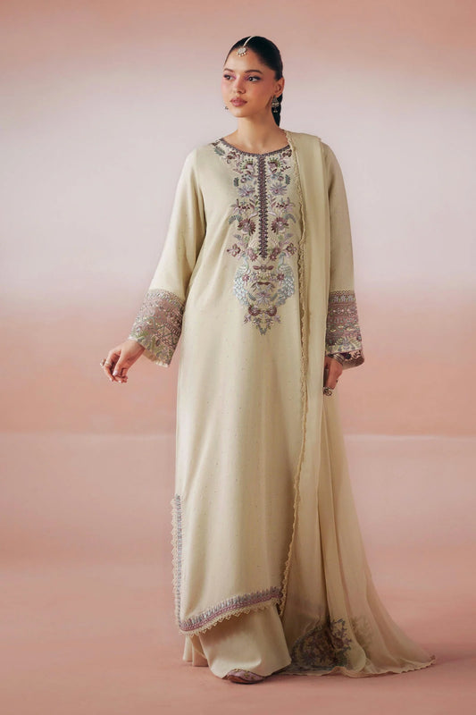 Maria.B Desi Summer Pie '26 - 3 Piece Embroidered Raw Silk Suit | Dwp2619-esm-beg