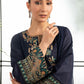 Maria.B Desi Summer Pie '26 - 3 Piece Embroidered Raw Silk Suit | Dwp2619-esm-blu