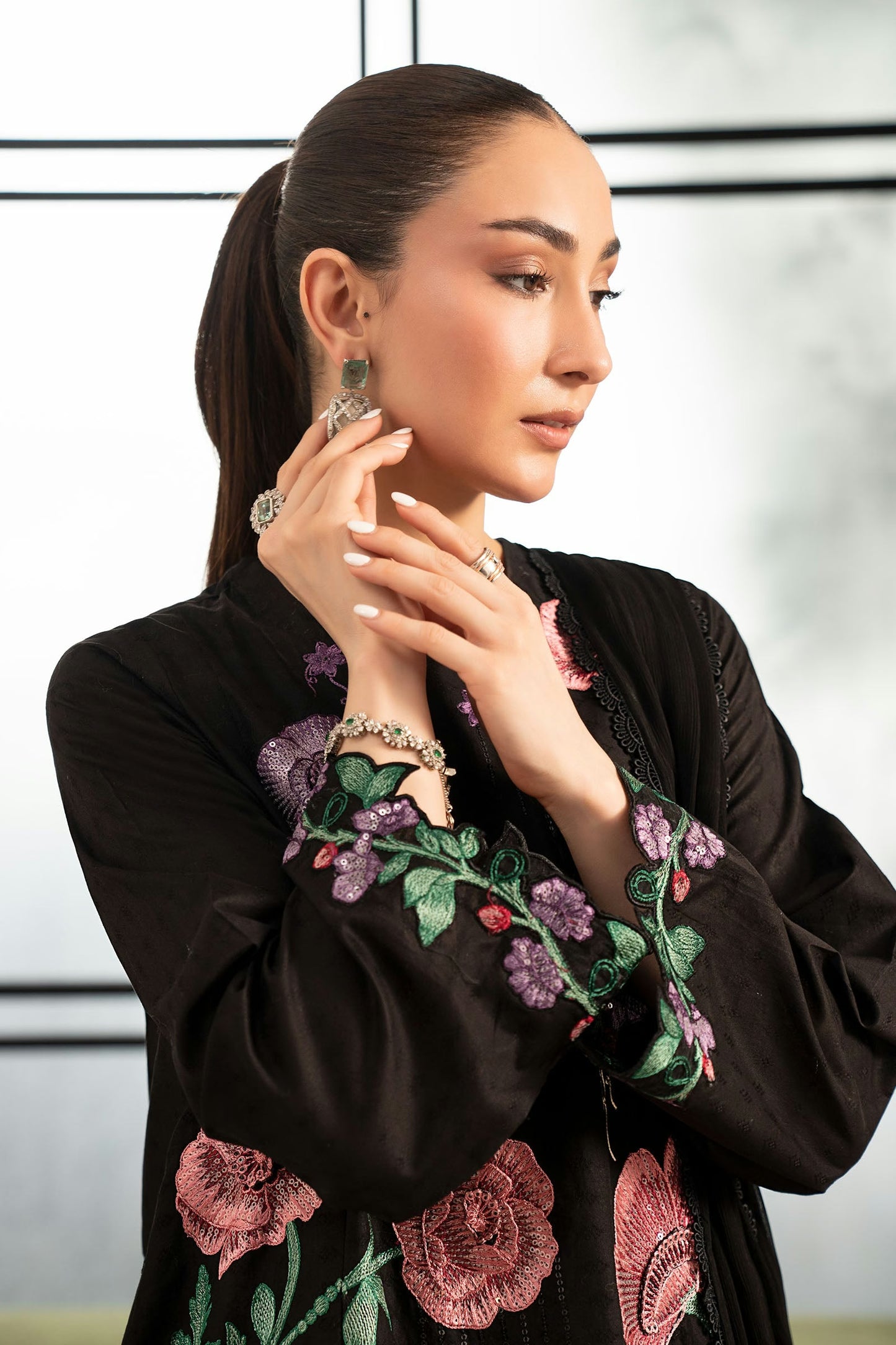Maria.B Desi Summer Pie '26 - 3 Piece Embroidered Dobby Lawn Suit | Dwp2620-esm-blk