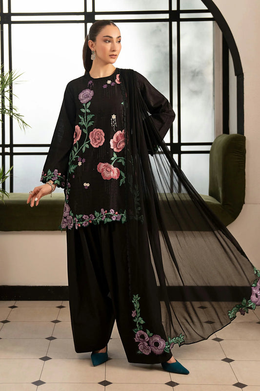 Maria.B Desi Summer Pie '26 - 3 Piece Embroidered Dobby Lawn Suit | Dwp2620-esm-blk