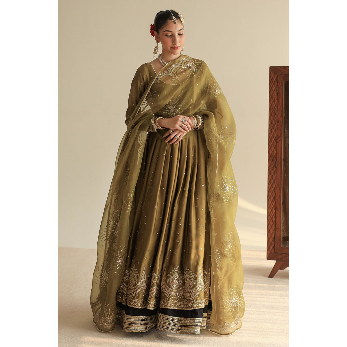 Mehendi Green Anarkali | DYOT