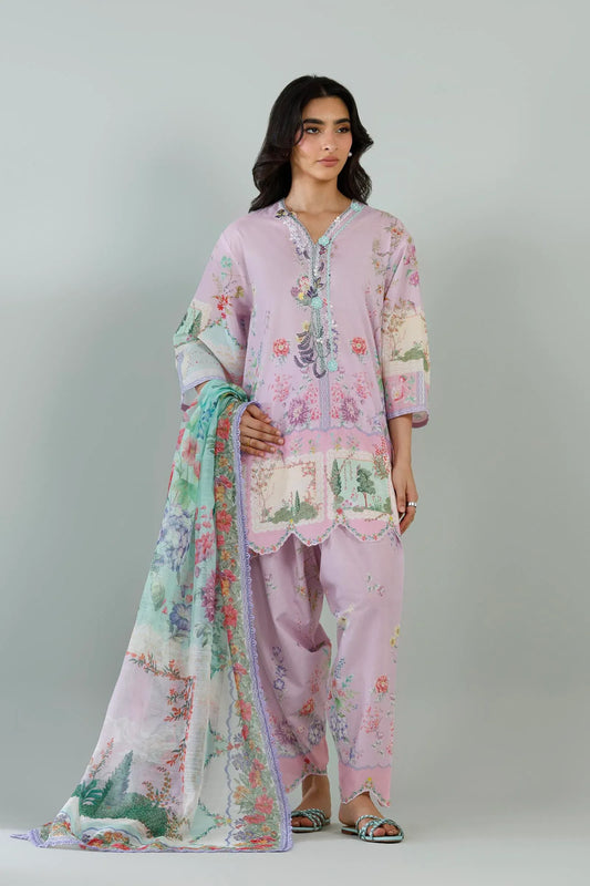 Sana Safinaz Eid Edit '26 - Stitched Printed Muzlin Suit | Ss26muz114ap3