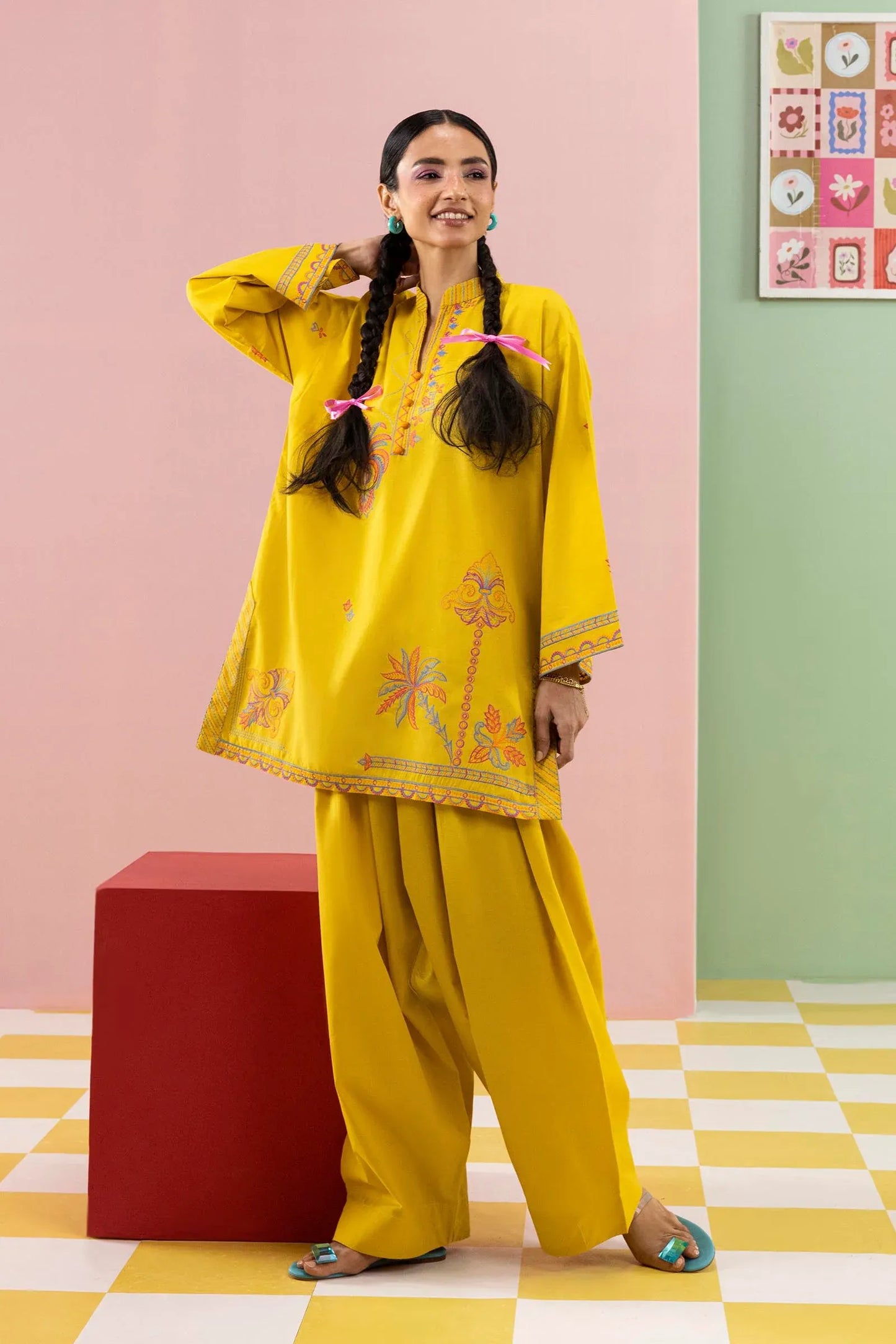 Sana Safinaz Eid Edit '26 - Stitched Embroidered Lawn Shirt+ Shalwar | Ss26ese327p2t