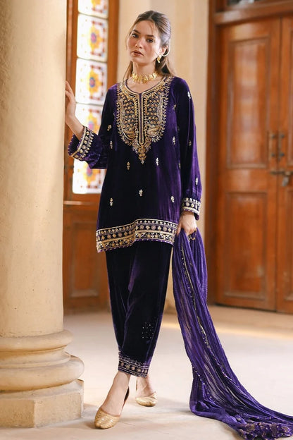 Ansab Jahangir Qissa Luxury Velvets '26 - Gul e jaan Shirt And Dupatta