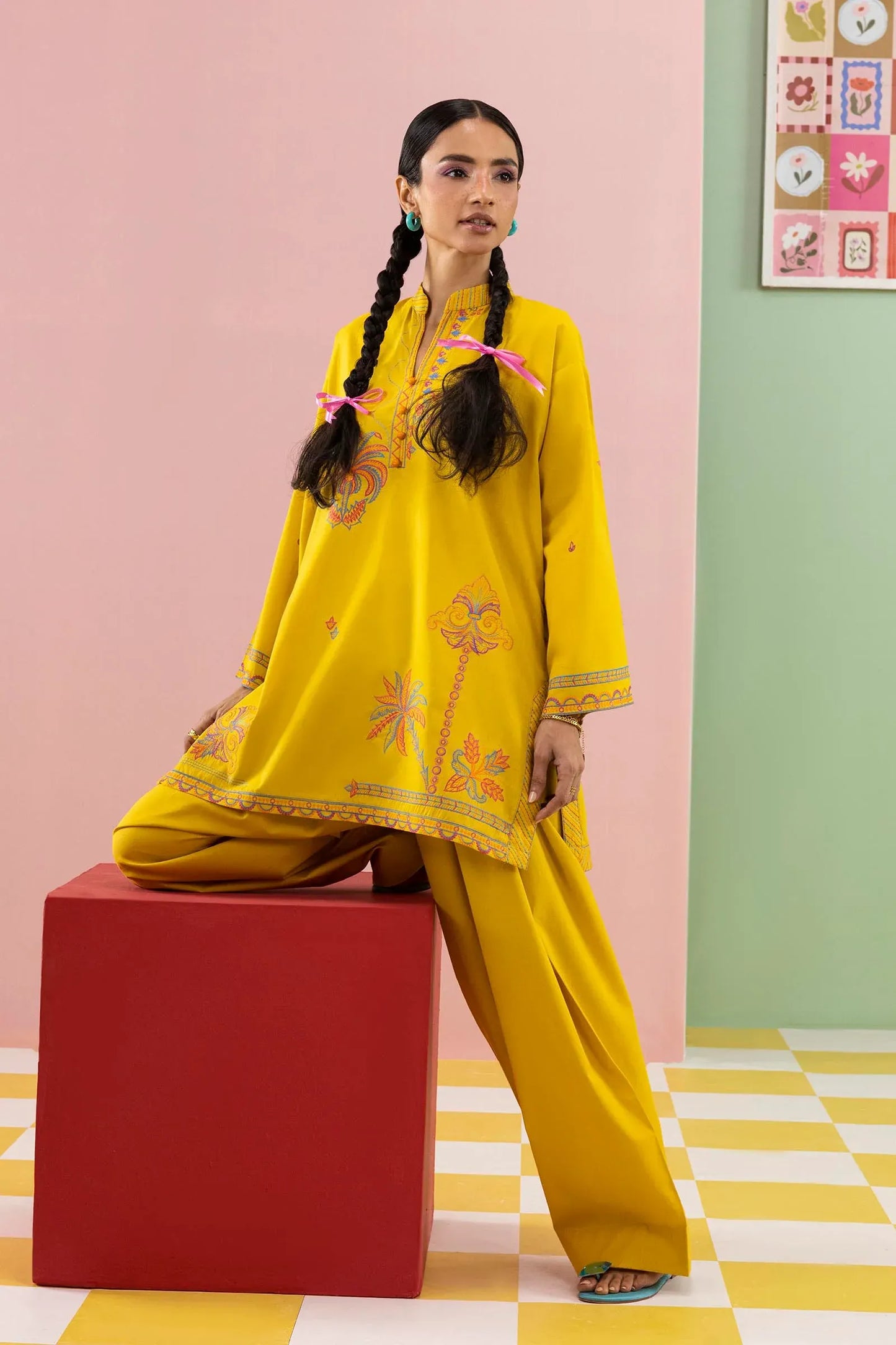 Sana Safinaz Eid Edit '26 - Stitched Embroidered Lawn Shirt+ Shalwar | Ss26ese327p2t