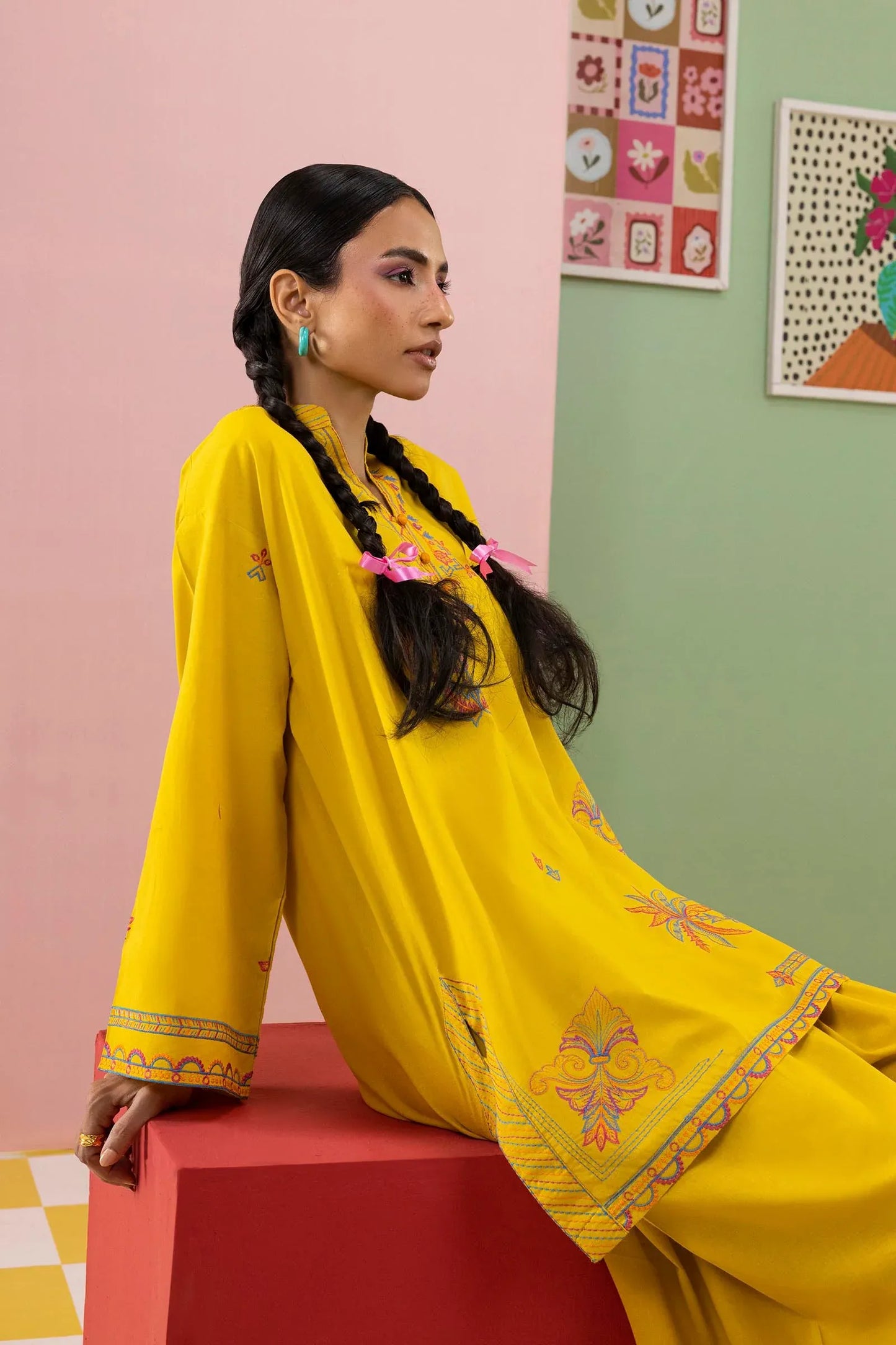 Sana Safinaz Eid Edit '26 - Stitched Embroidered Lawn Shirt+ Shalwar | Ss26ese327p2t