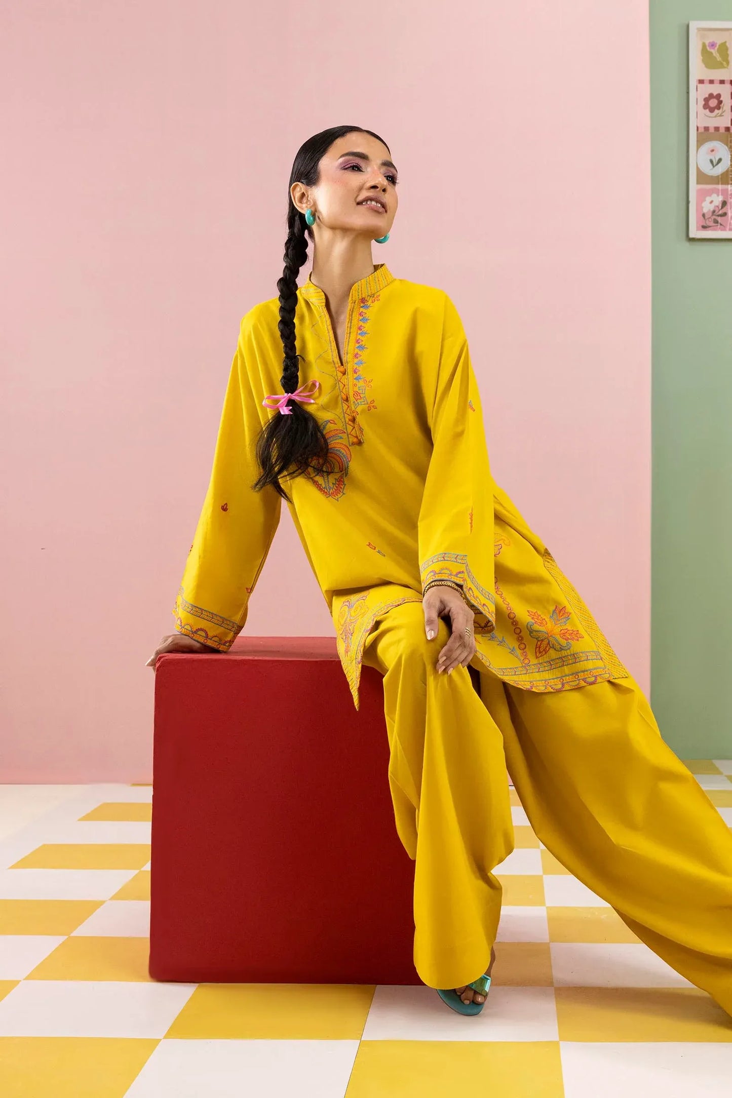 Sana Safinaz Eid Edit '26 - Stitched Embroidered Lawn Shirt+ Shalwar | Ss26ese327p2t
