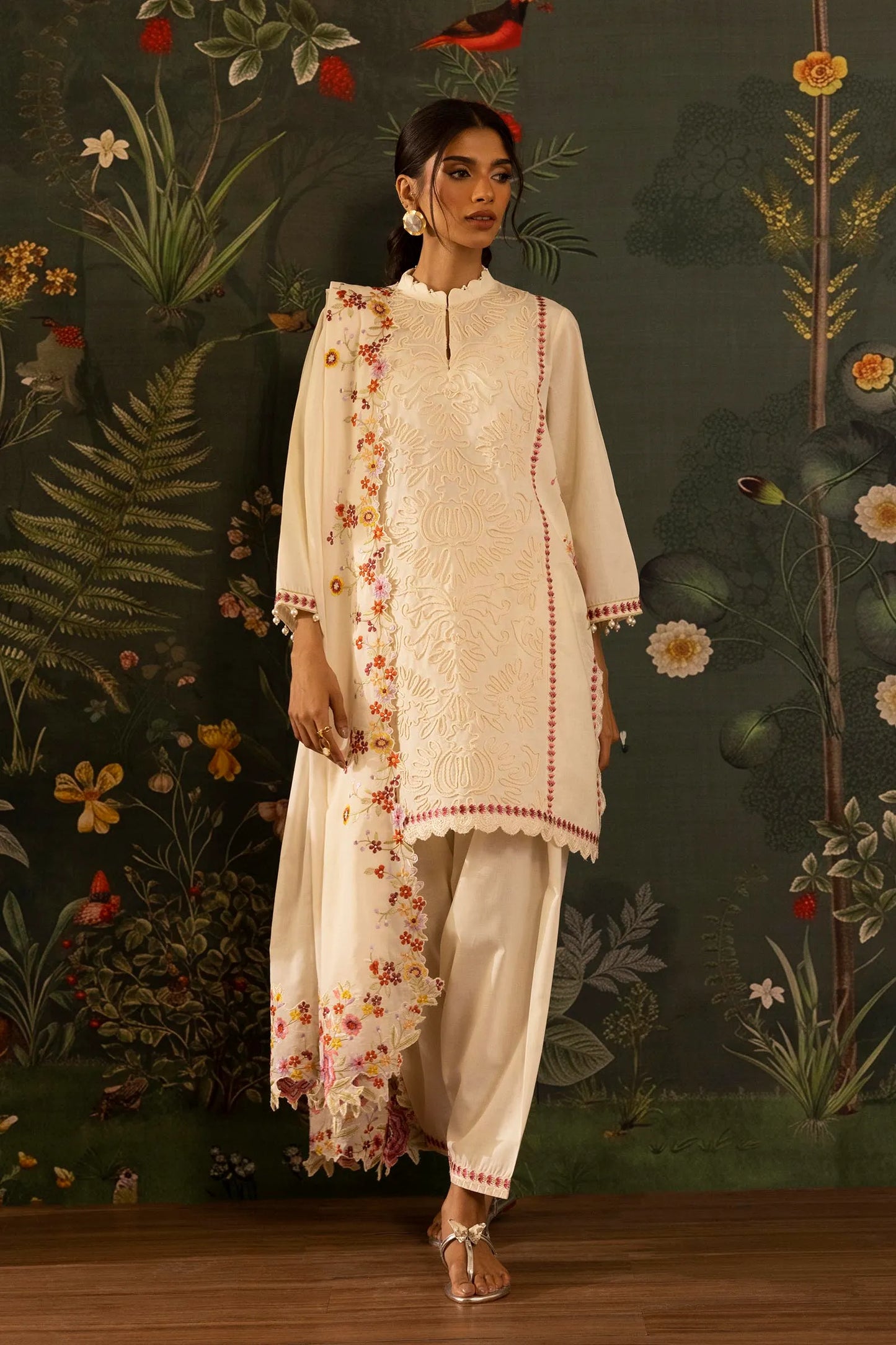 Sana Safinaz Eid Edit '26 - Stitched Embroidered Lawn Shirt+ Shalwar | Ss26sge419p2t
