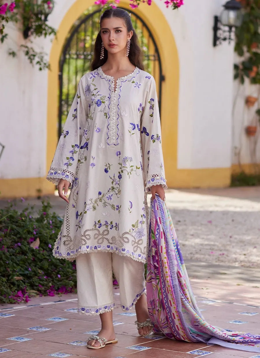 Farah Talib Aziz Luxury Lawn Unstitched '26 - Evita Ivory