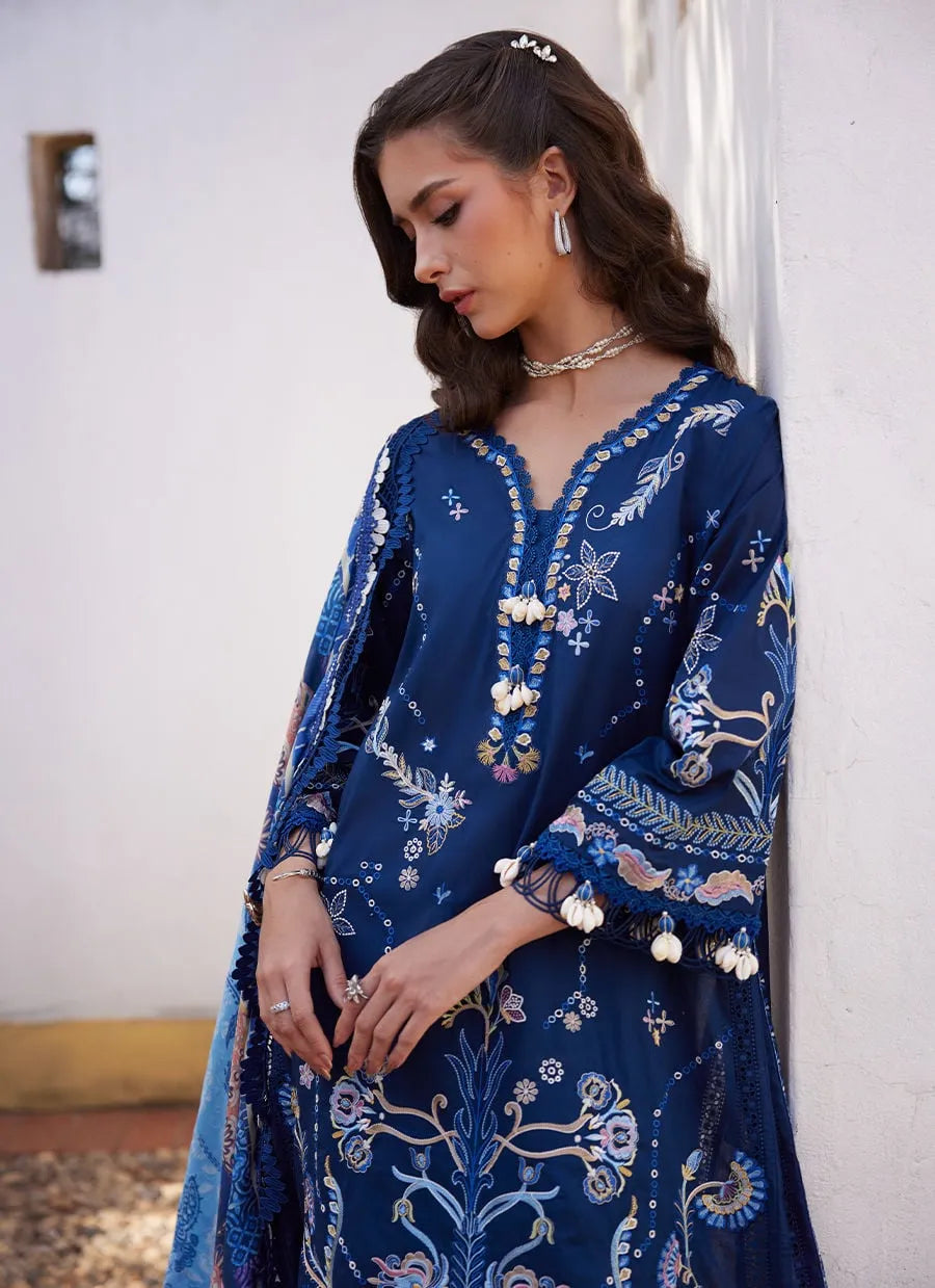Farah Talib Aziz Luxury Lawn Unstitched '26 - Nia Navy