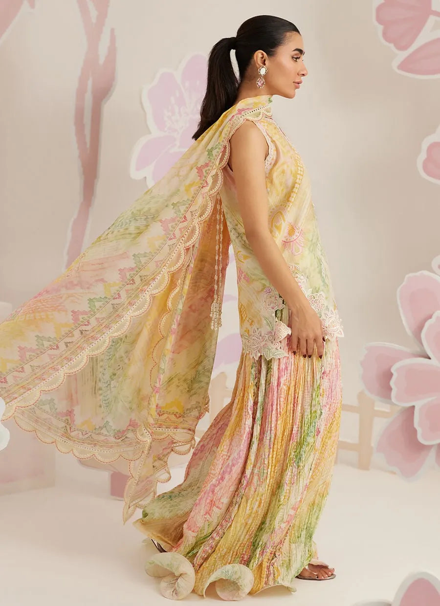 Farah Talib Aziz Ramadan Eid Frou Frou '26 - Elysia Shirt And Dupatta With Crushed Wide-leg Pants