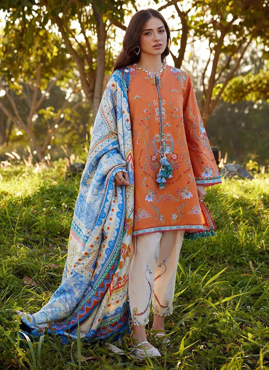 Farah Talib Aziz Luxury Lawn Unstitched '26 - Lucia Burnt Orange