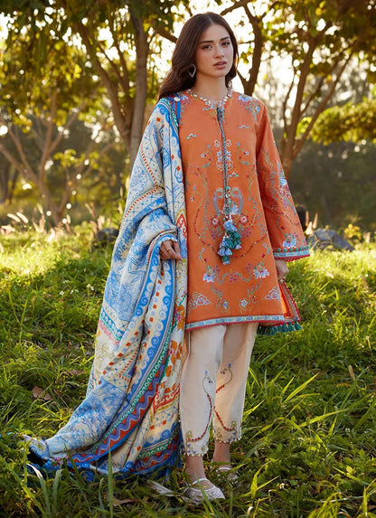 Farah Talib Aziz Luxury Lawn Unstitched '26 - Lucia Burnt Orange