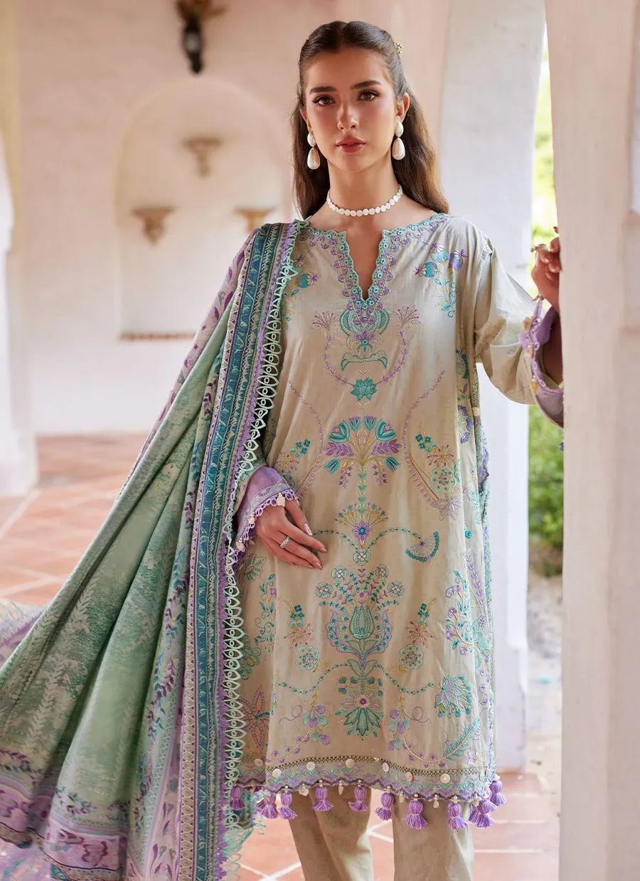 Farah Talib Aziz Luxury Lawn Unstitched '26 - Valeria Olive