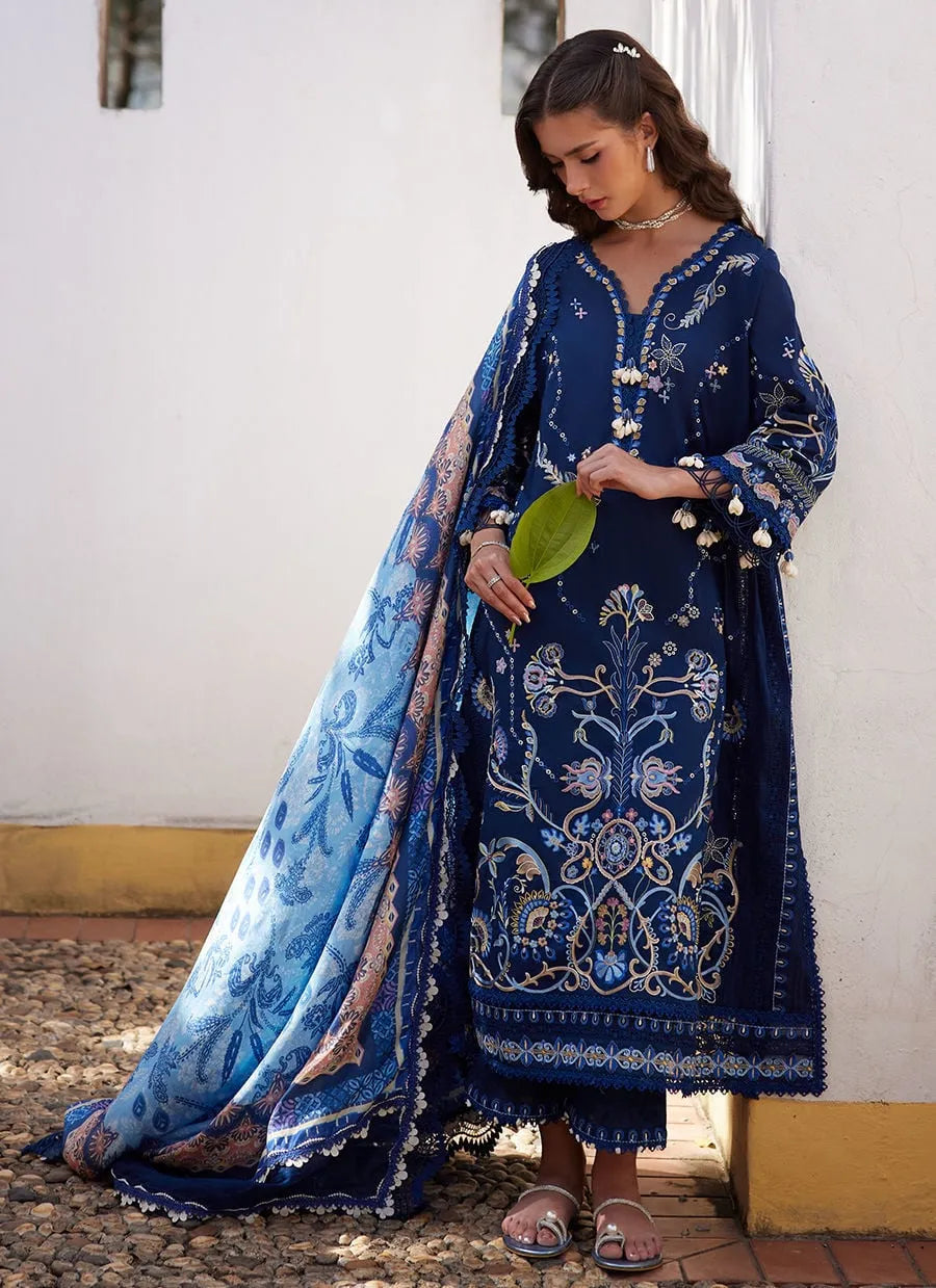 Farah Talib Aziz Luxury Lawn Unstitched '26 - Nia Navy
