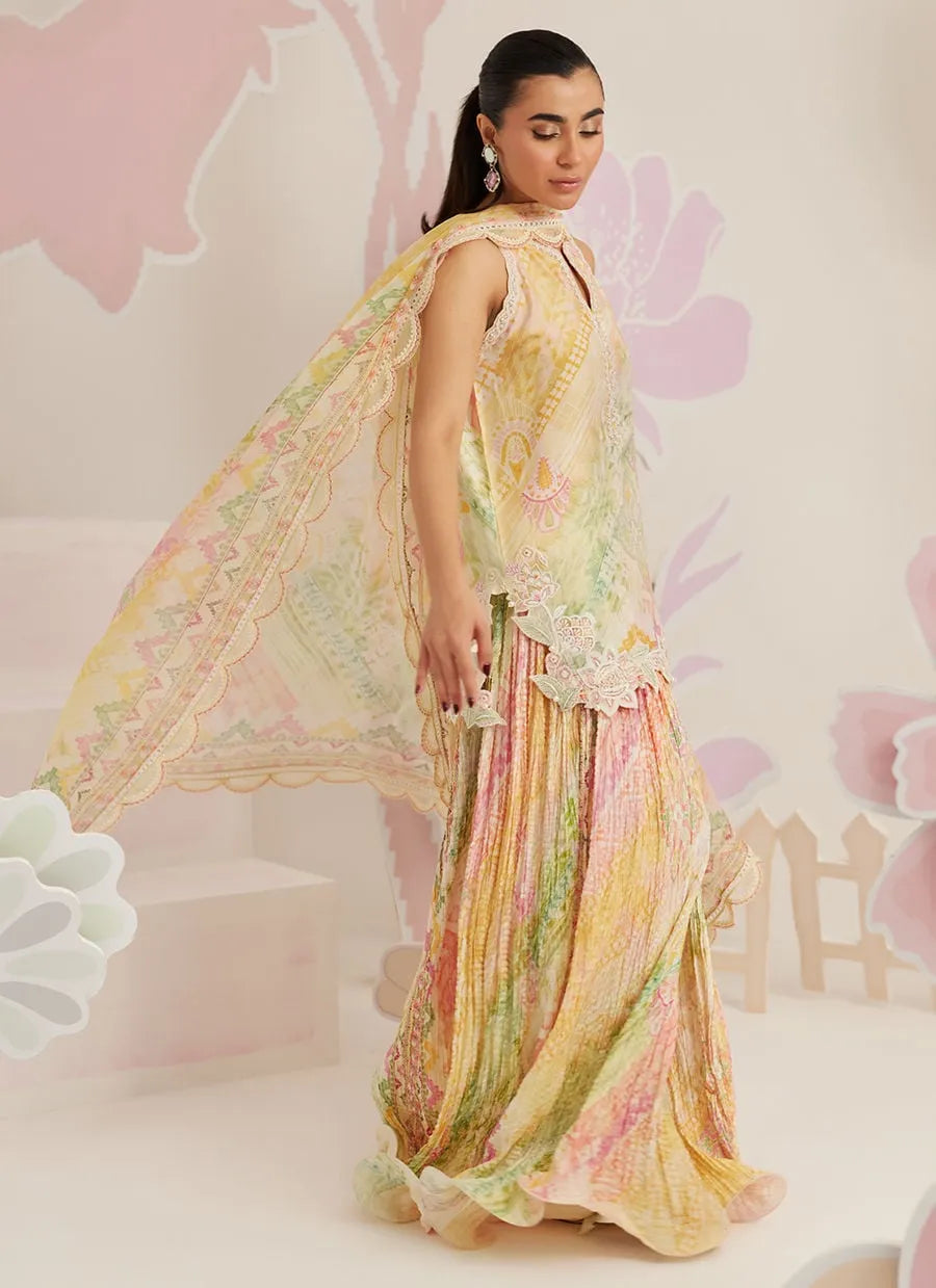 Farah Talib Aziz Ramadan Eid Frou Frou '26 - Elysia Shirt And Dupatta With Crushed Wide-leg Pants