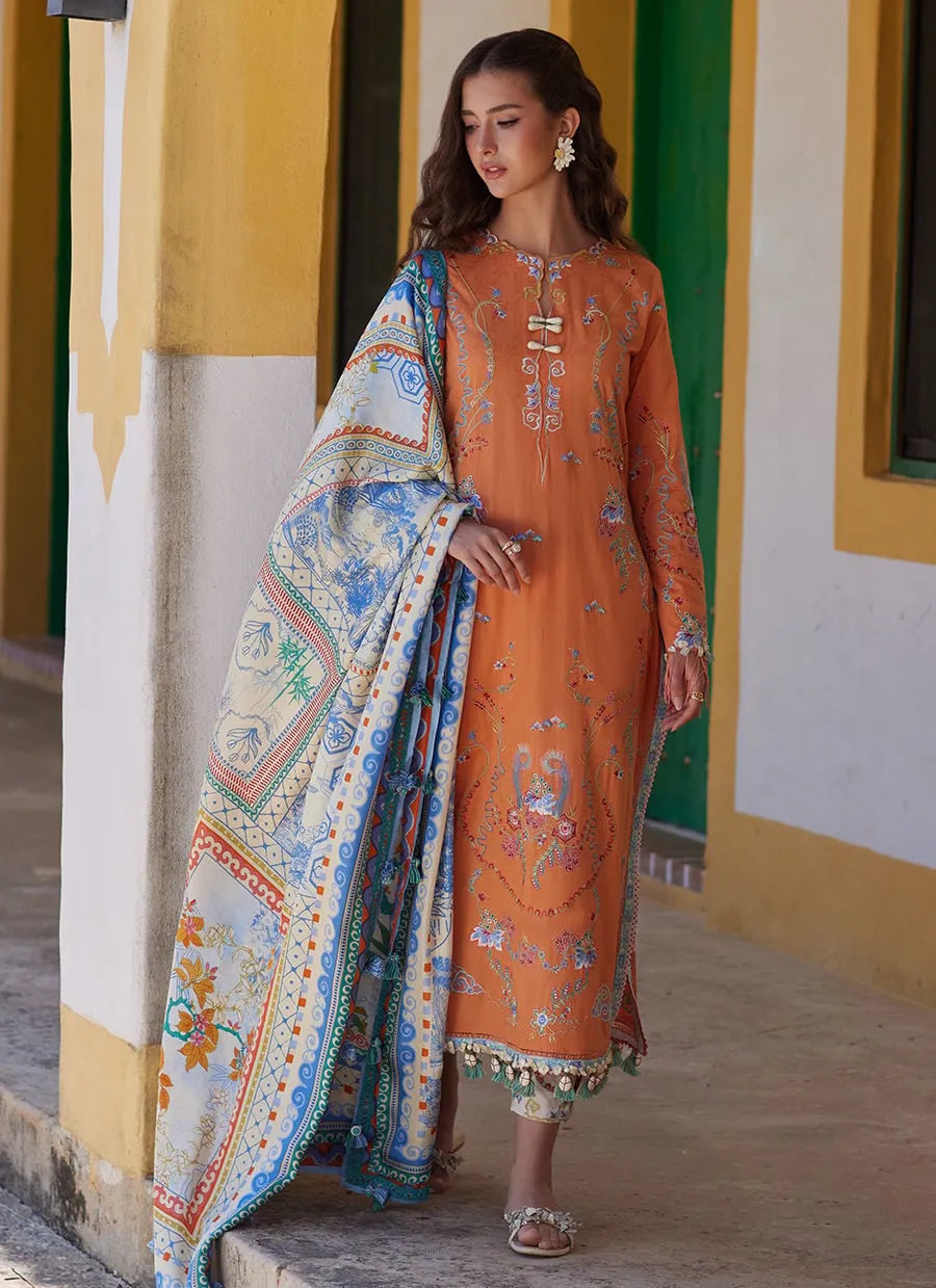 Farah Talib Aziz Luxury Lawn Unstitched '26 - Lucia Burnt Orange