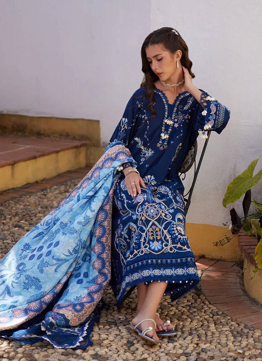 Farah Talib Aziz Luxury Lawn Unstitched '26 - Nia Navy