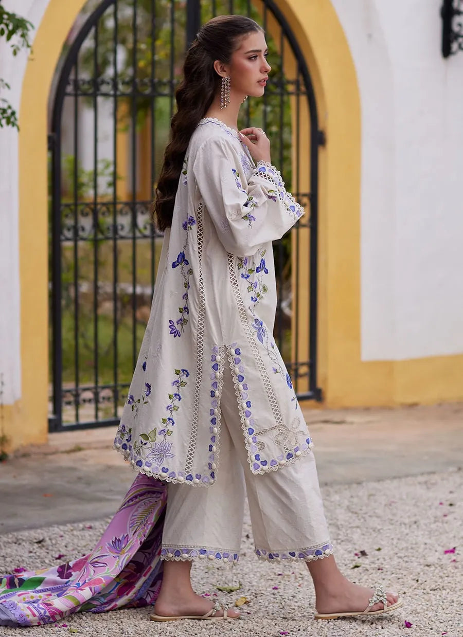 Farah Talib Aziz Luxury Lawn Unstitched '26 - Evita Ivory