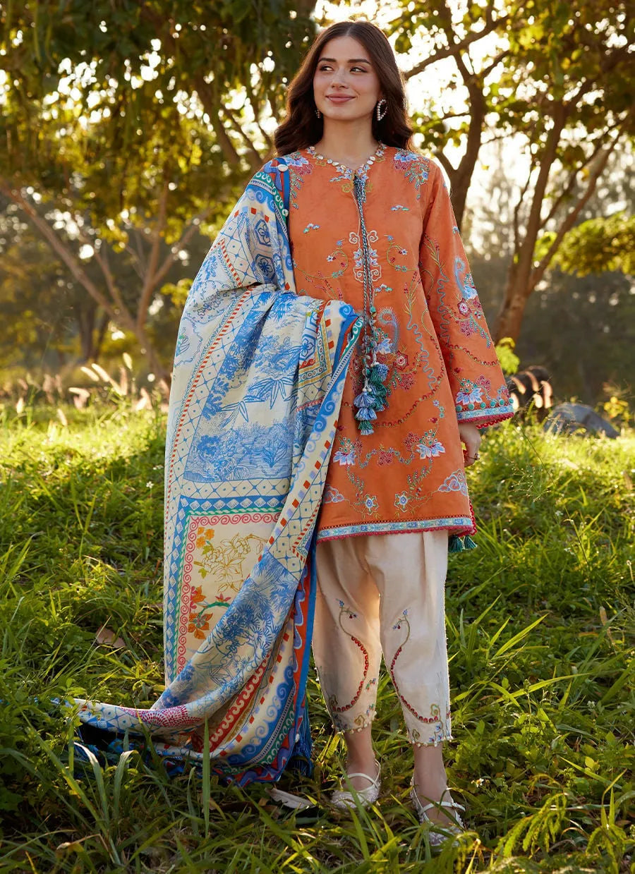 Farah Talib Aziz Luxury Lawn Unstitched '26 - Lucia Burnt Orange