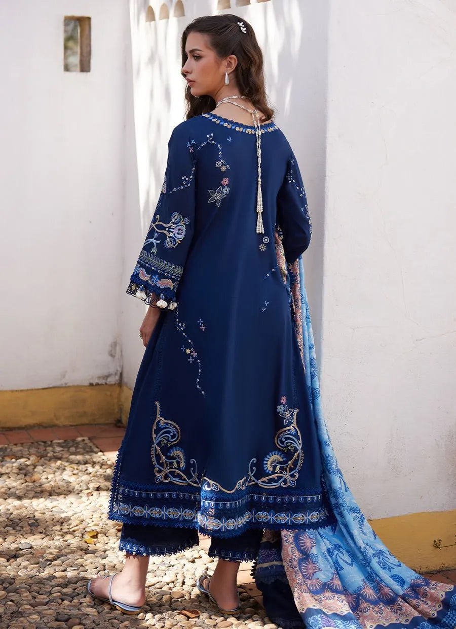 Farah Talib Aziz Luxury Lawn Unstitched '26 - Nia Navy