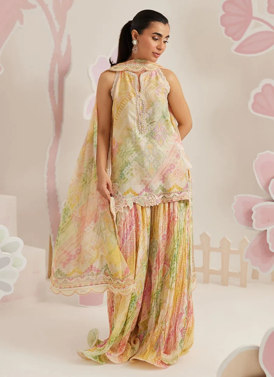 Farah Talib Aziz Ramadan Eid Frou Frou '26 - Elysia Shirt And Dupatta With Crushed Wide-leg Pants