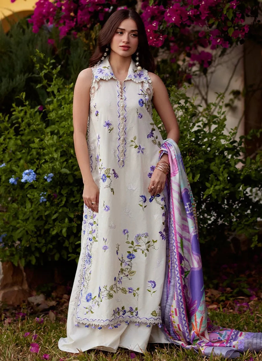 Farah Talib Aziz Luxury Lawn Unstitched '26 - Evita Ivory