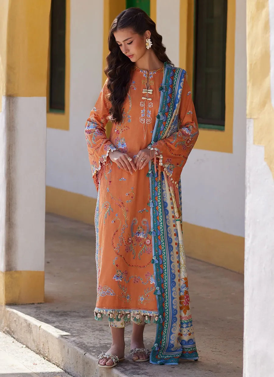 Farah Talib Aziz Luxury Lawn Unstitched '26 - Lucia Burnt Orange