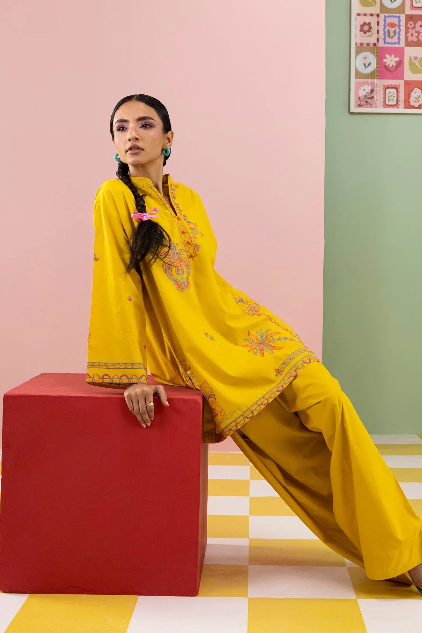 Sana Safinaz Eid Edit '26 - Stitched Embroidered Lawn Shirt+ Shalwar | Ss26ese327p2t